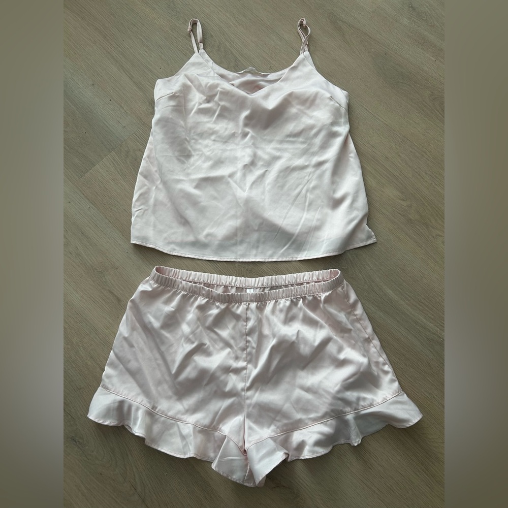Blush Satin Pajama Set